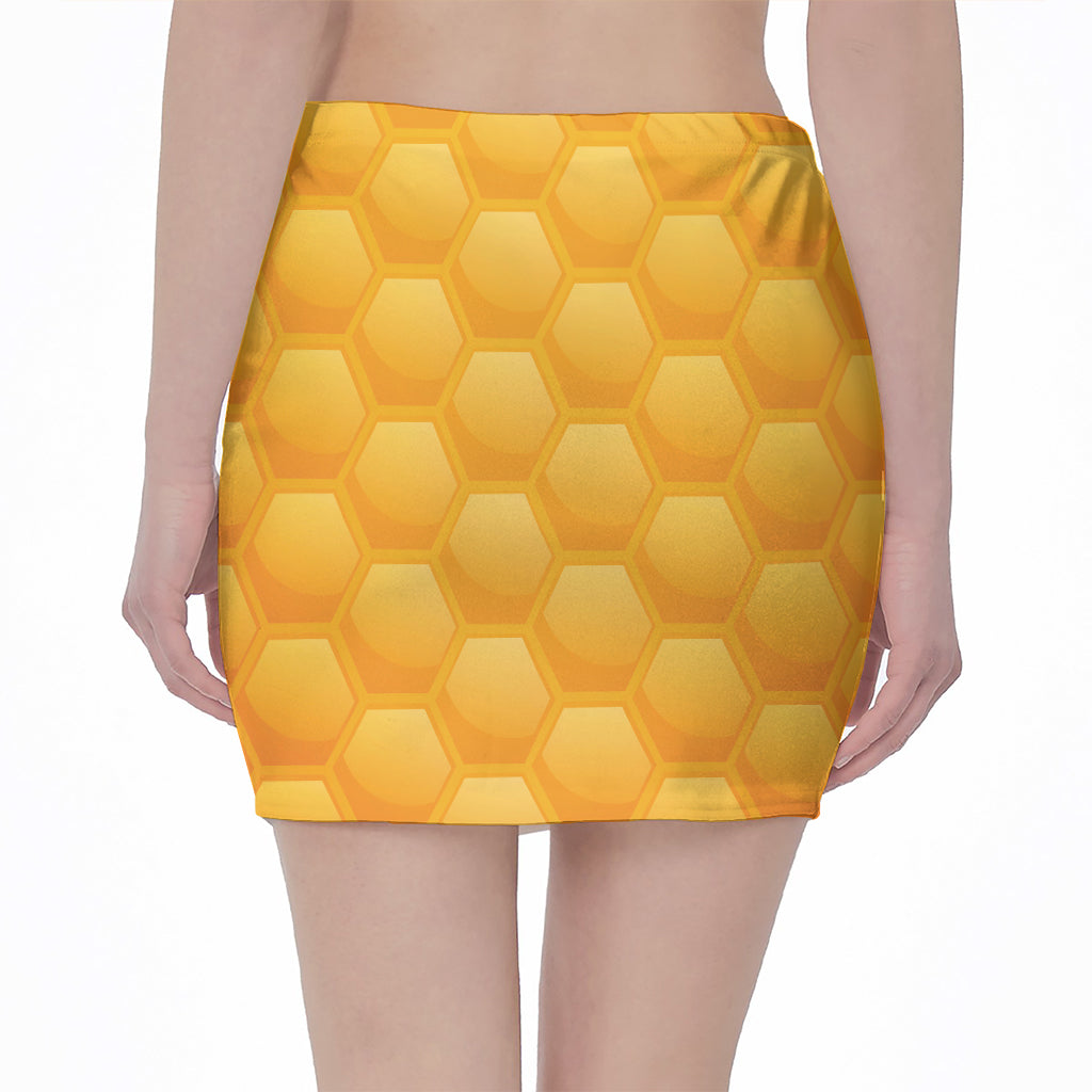 Honeycomb Pattern Print Pencil Mini Skirt
