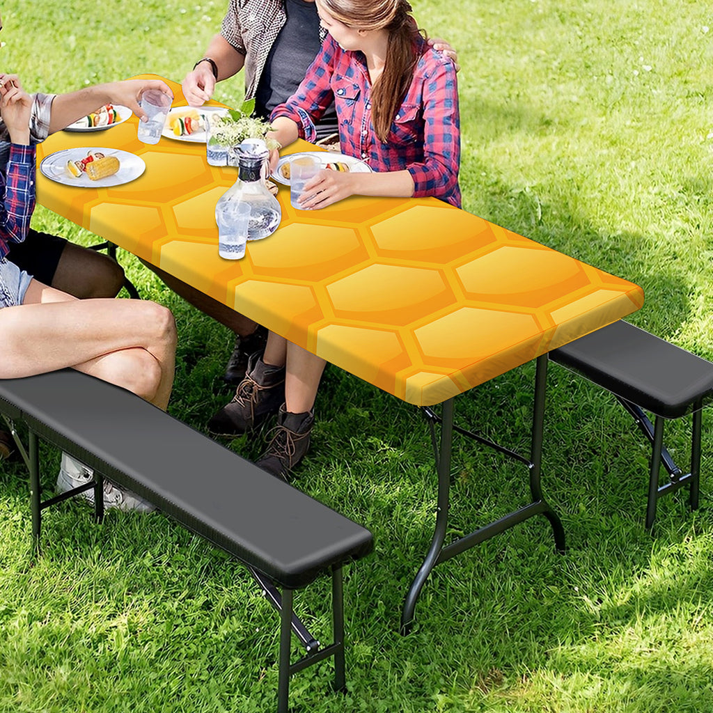 Honeycomb Pattern Print Picnic Table Cover