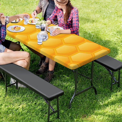 Honeycomb Pattern Print Picnic Table Cover