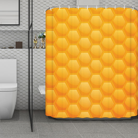 Honeycomb Pattern Print Polyester Shower Curtain