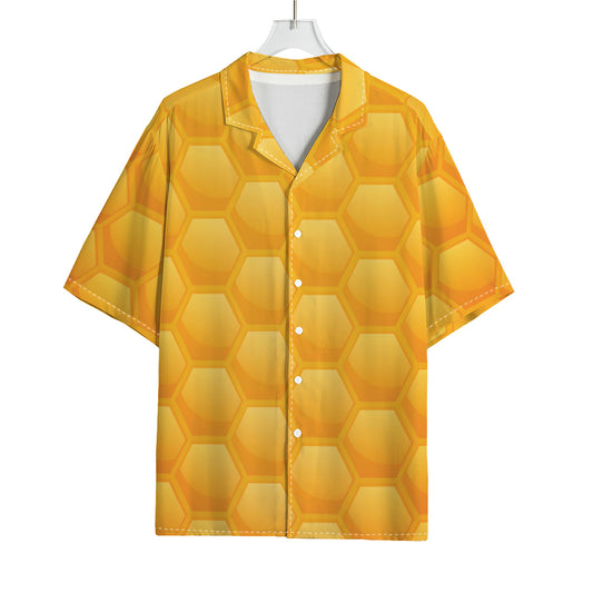 Honeycomb Pattern Print Rayon Hawaiian Shirt