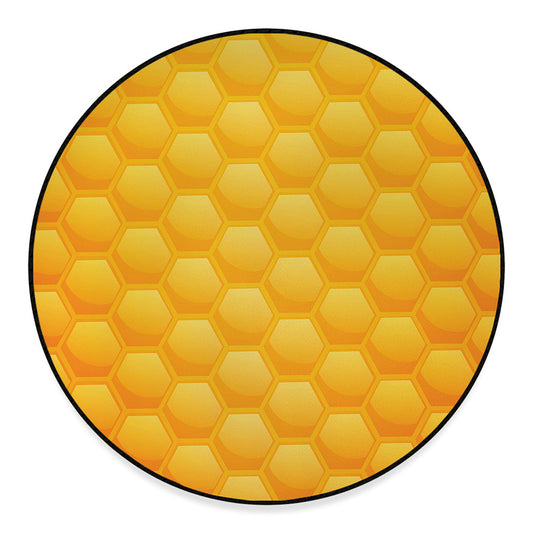 Honeycomb Pattern Print Round Floor Mat