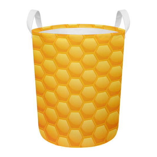 Honeycomb Pattern Print Round Laundry Basket