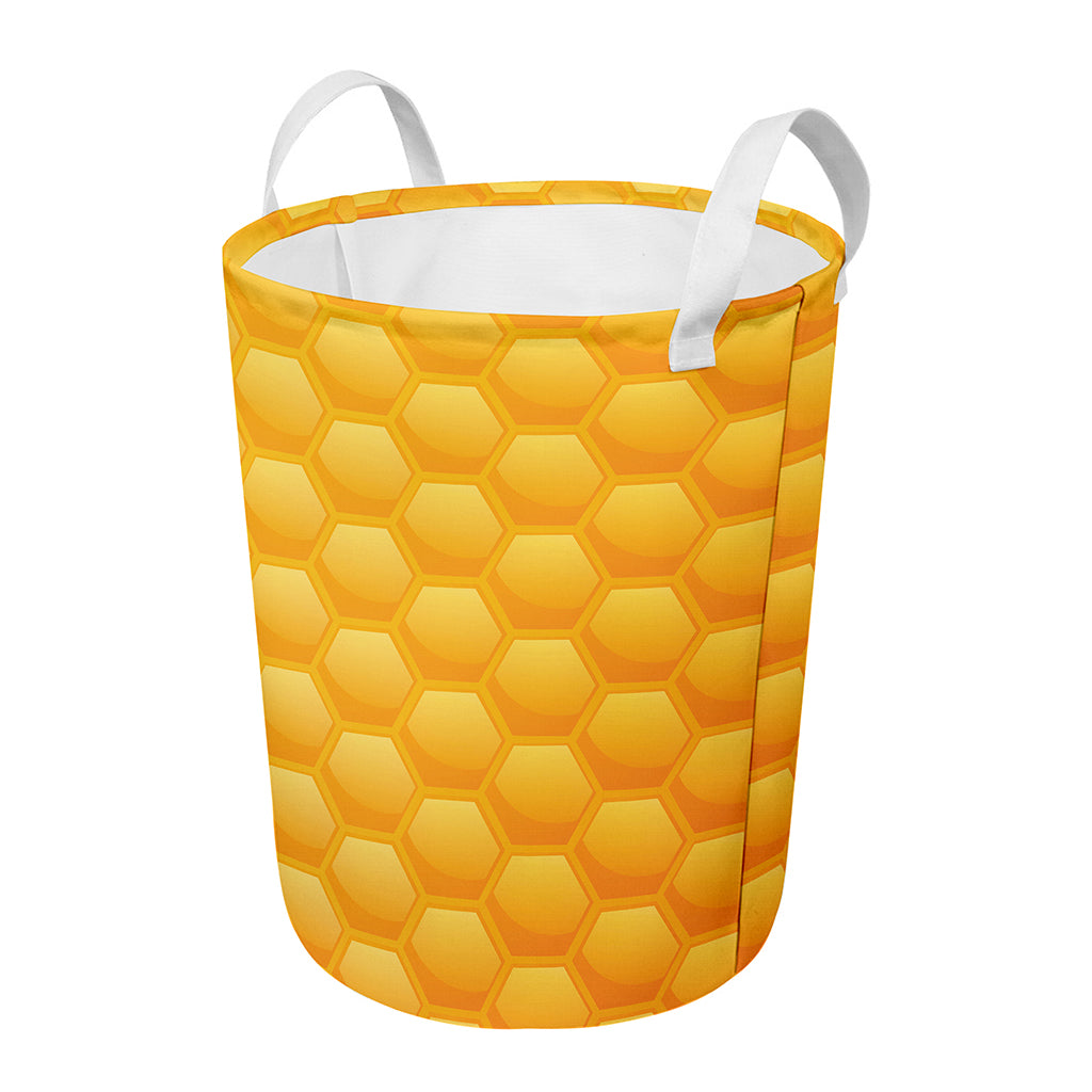 Honeycomb Pattern Print Round Laundry Basket