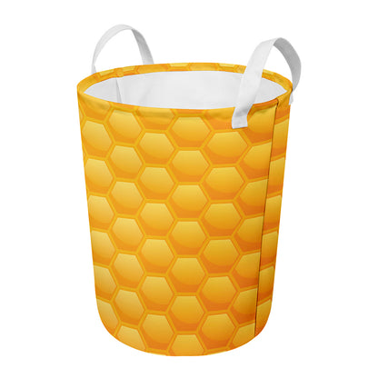 Honeycomb Pattern Print Round Laundry Basket