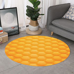 Honeycomb Pattern Print Round Rug