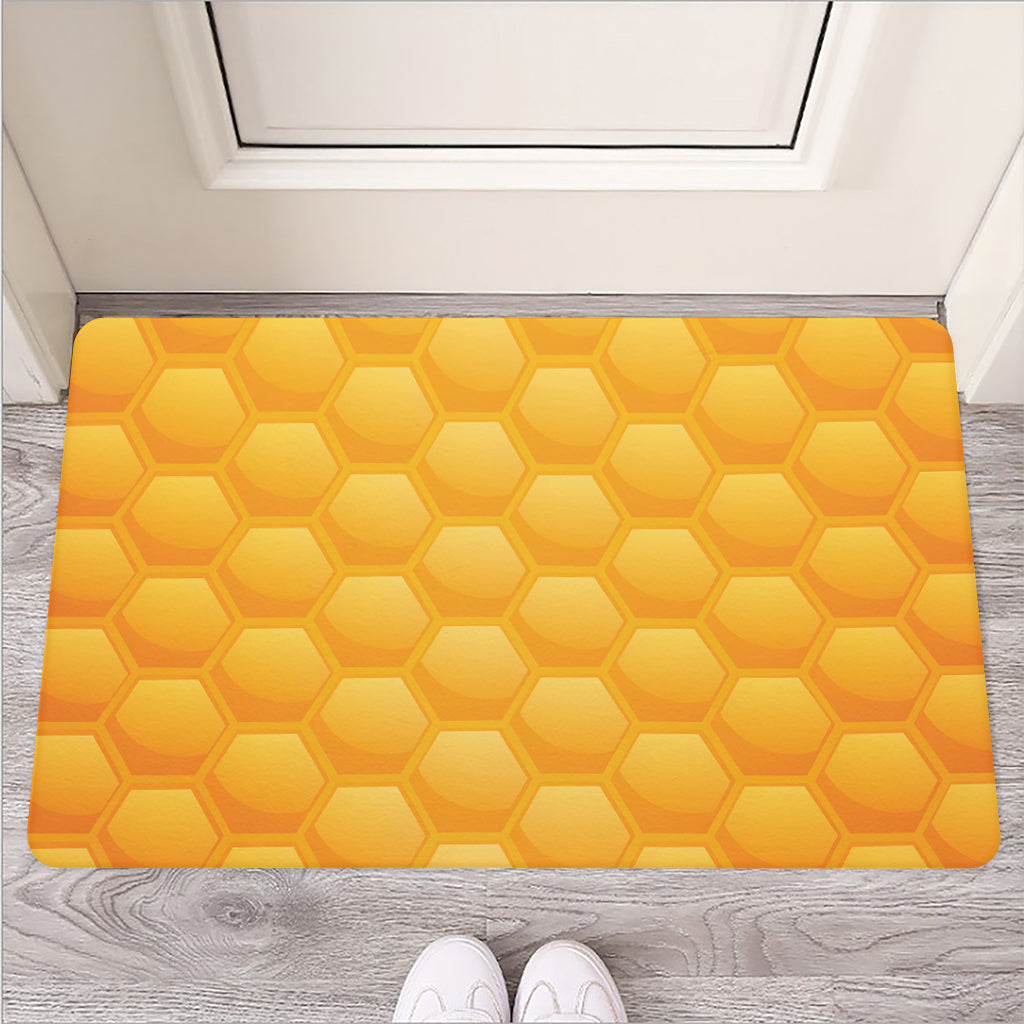 Honeycomb Pattern Print Rubber Doormat