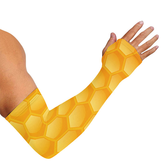 Honeycomb Pattern Print Sun Protection Arm Sleeves