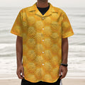 Honeycomb Pattern Print Textured Short Sleeve Shirt
