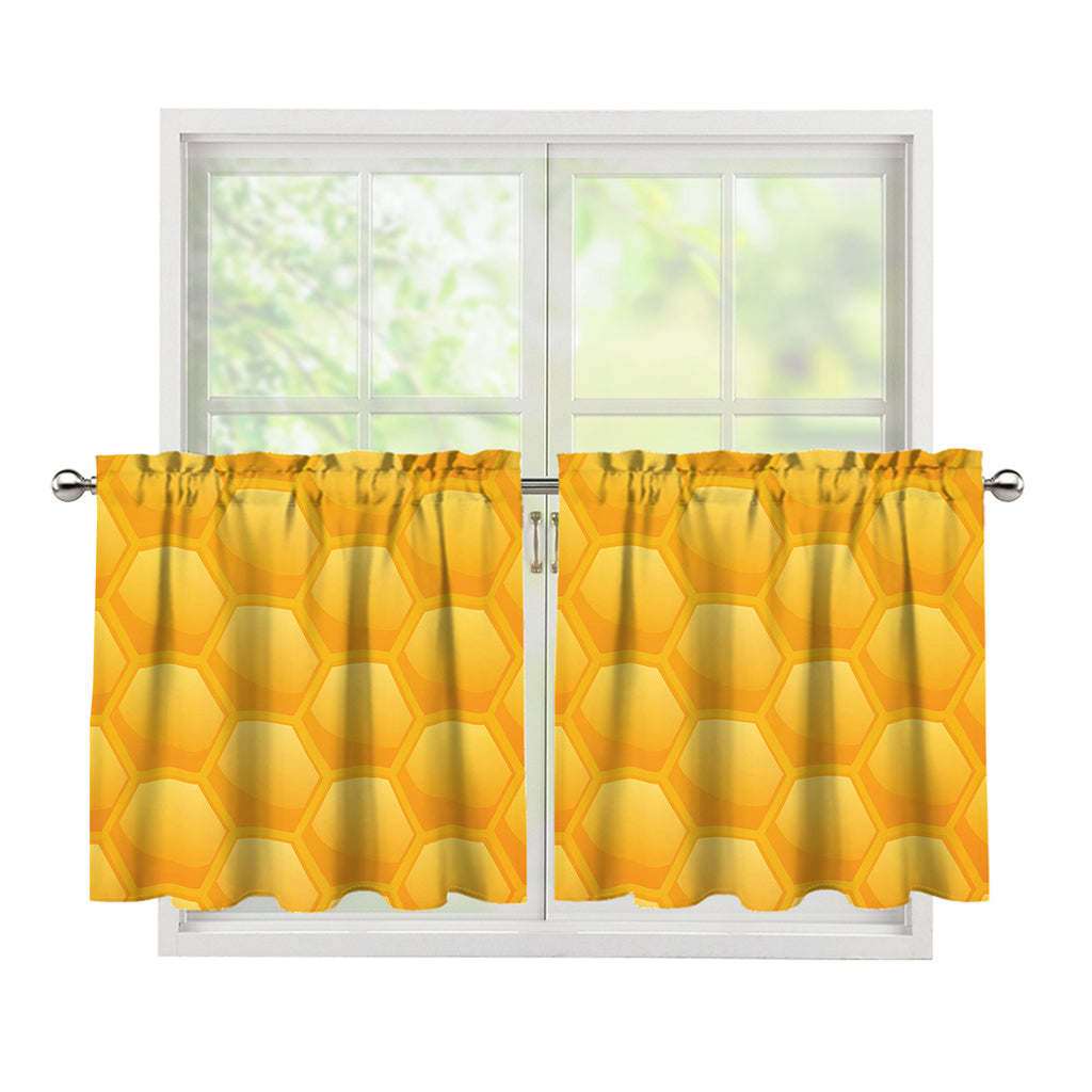 Honeycomb Pattern Print Tier Curtains