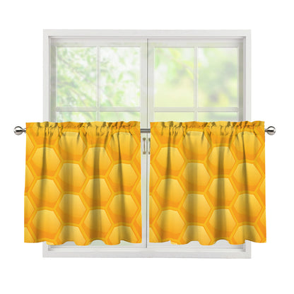 Honeycomb Pattern Print Tier Curtains