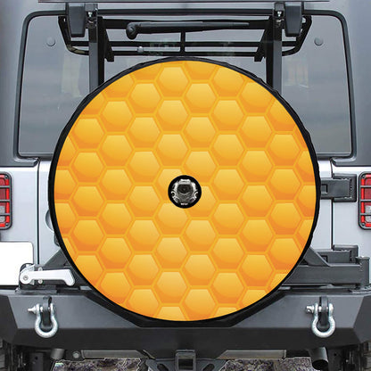 Honeycomb Pattern Print Tire Cover With Camera Hole
