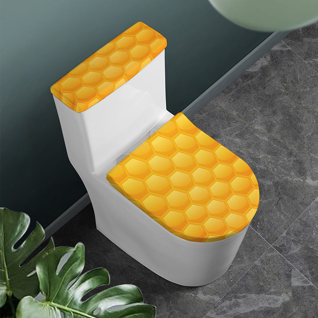 Honeycomb Pattern Print Toilet Lid And Tank Cover Set