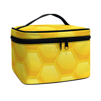 Honeycomb Pattern Print Travel Makeup Bag