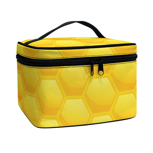 Honeycomb Pattern Print Travel Makeup Bag