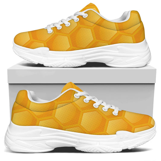 Honeycomb Pattern Print White Chunky Shoes