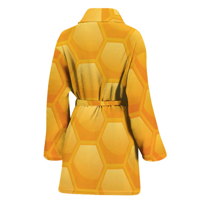 Honeycomb Pattern Print Women's Bathrobe