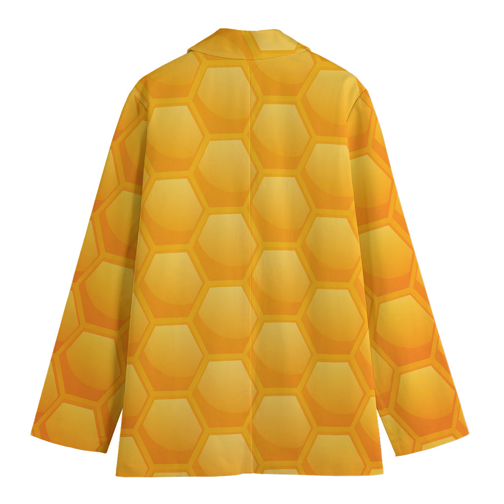 Honeycomb Pattern Print Women's Cotton Blazer