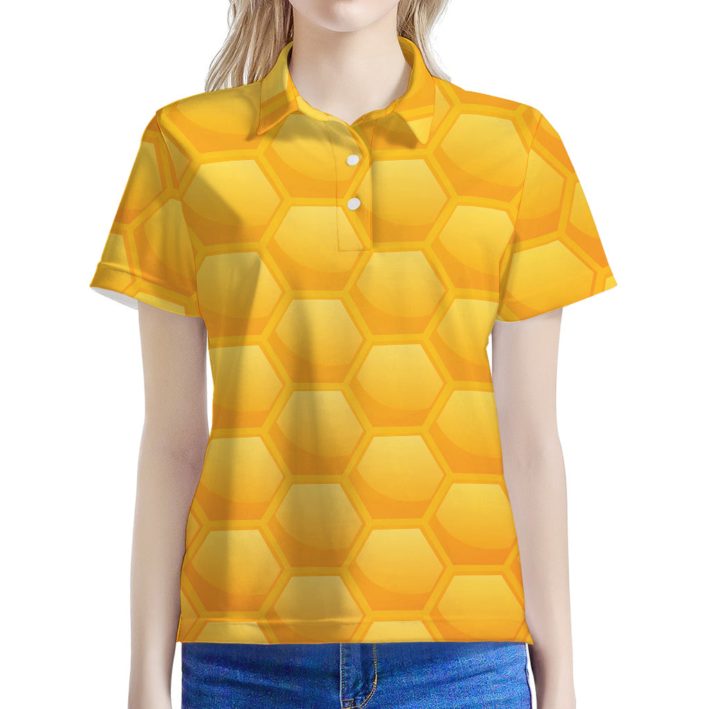 Honeycomb Pattern Print Women's Polo Shirt