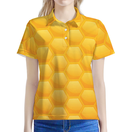 Honeycomb Pattern Print Women's Polo Shirt
