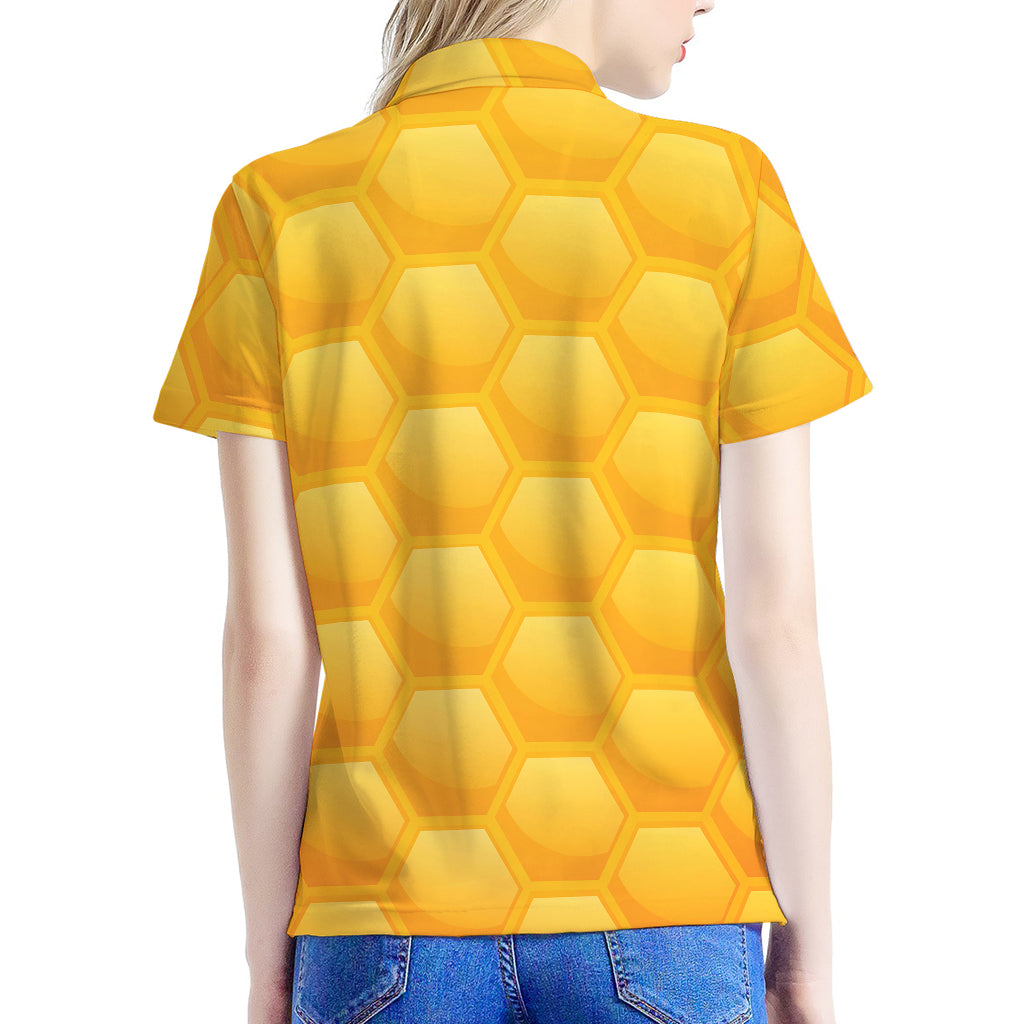 Honeycomb Pattern Print Women's Polo Shirt