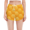 Honeycomb Pattern Print Women's Split Running Shorts
