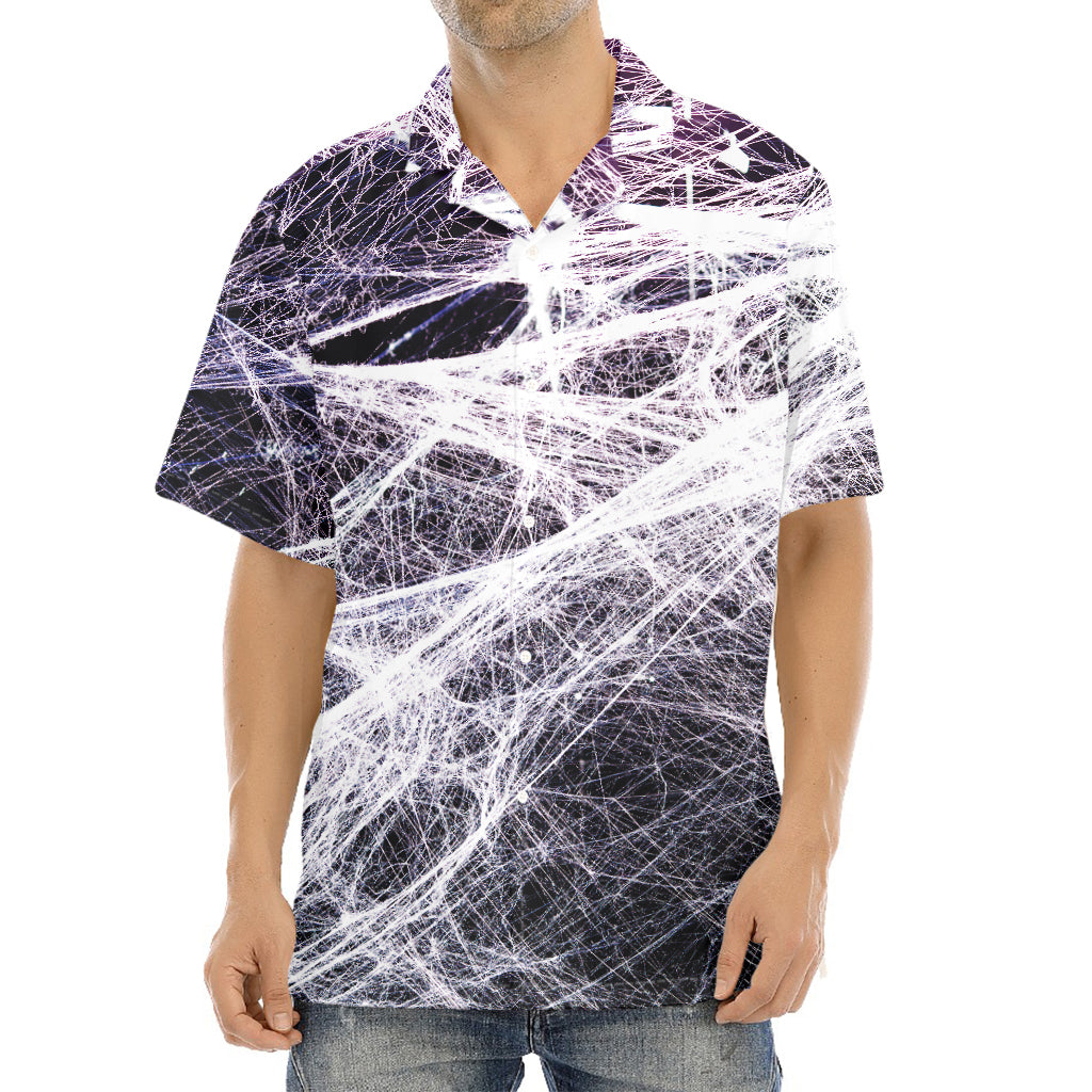 Horror Cobweb Print Aloha Shirt