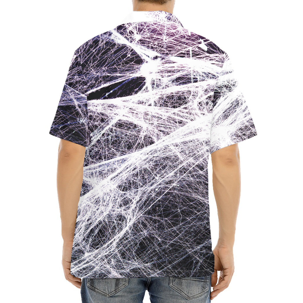 Horror Cobweb Print Aloha Shirt