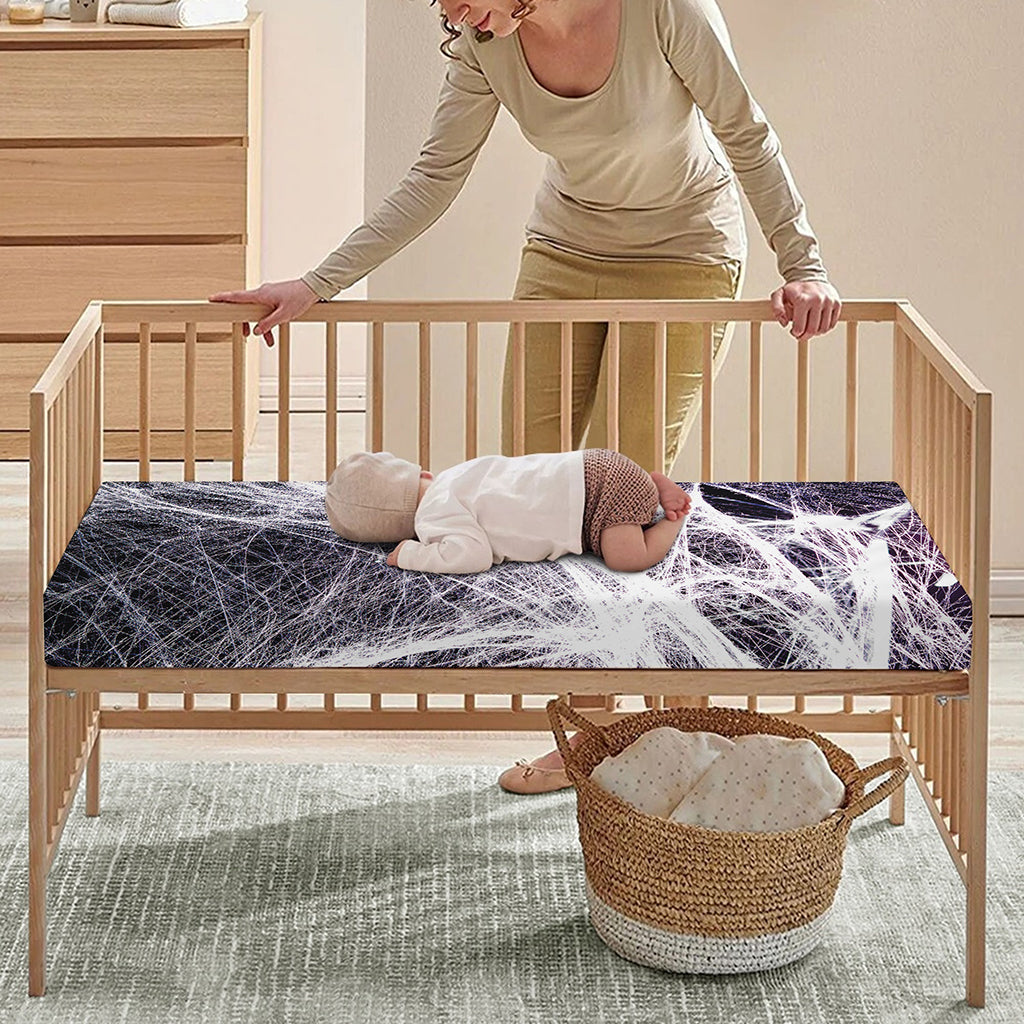 Horror Cobweb Print Baby Crib Sheet