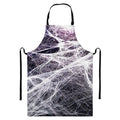 Horror Cobweb Print Bib Apron With Pocket