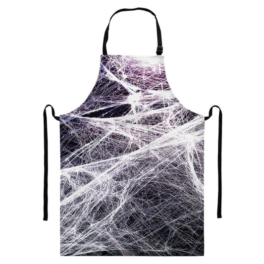 Horror Cobweb Print Bib Apron With Pocket