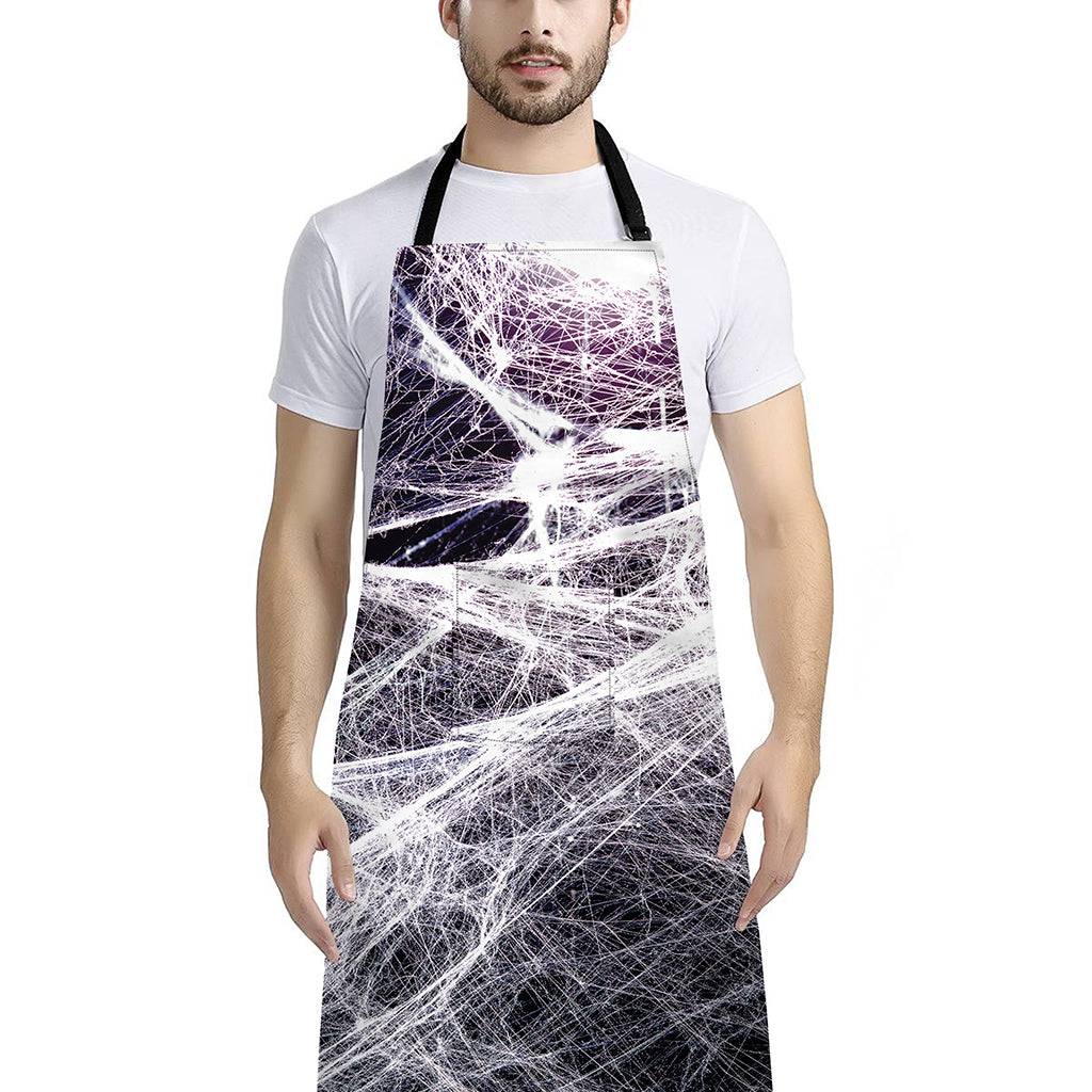 Horror Cobweb Print Bib Apron With Pocket