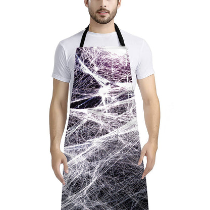 Horror Cobweb Print Bib Apron With Pocket