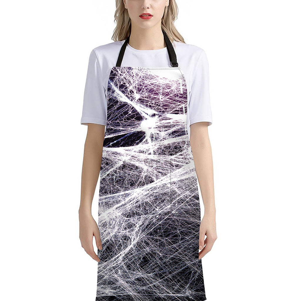 Horror Cobweb Print Bib Apron With Pocket
