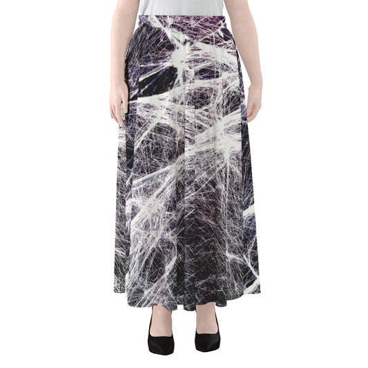 Horror Cobweb Print Chiffon Maxi Skirt