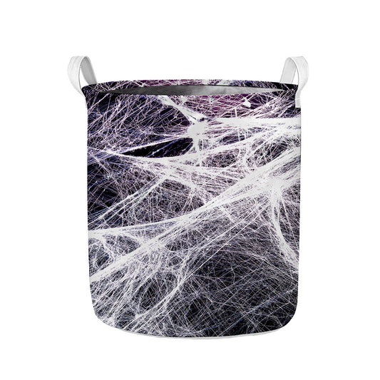 Horror Cobweb Print Collapsible Laundry Basket