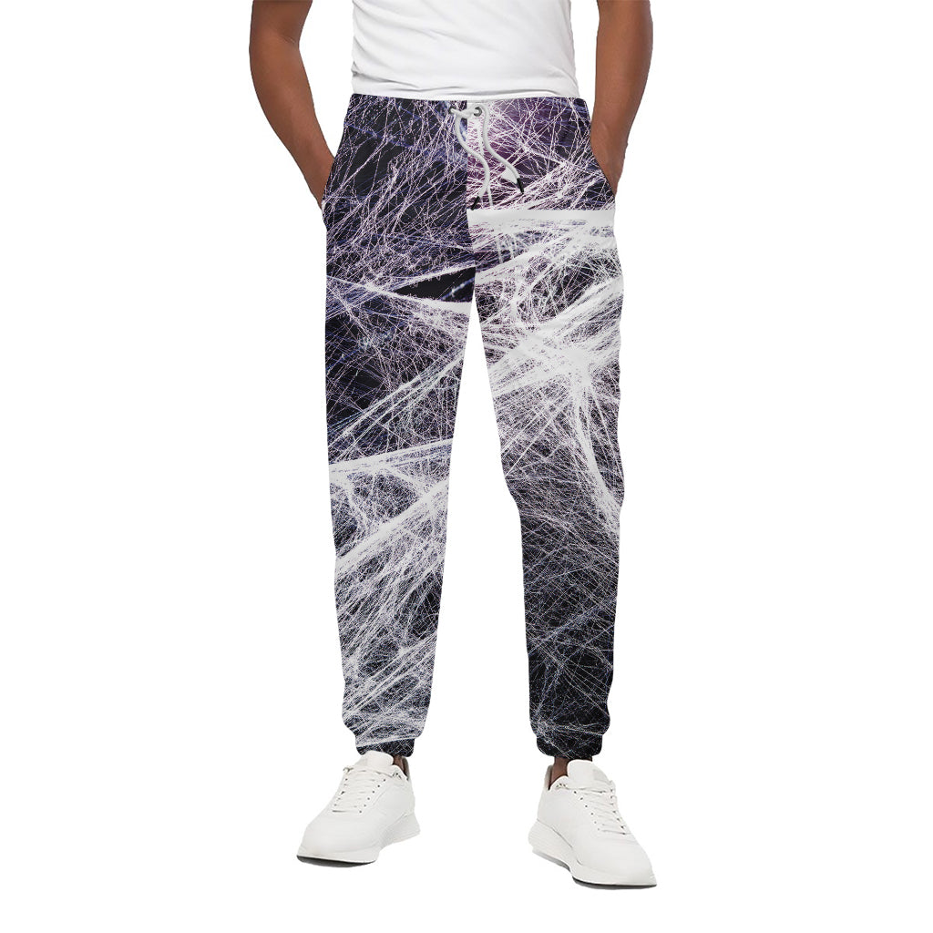 Horror Cobweb Print Cotton Pants