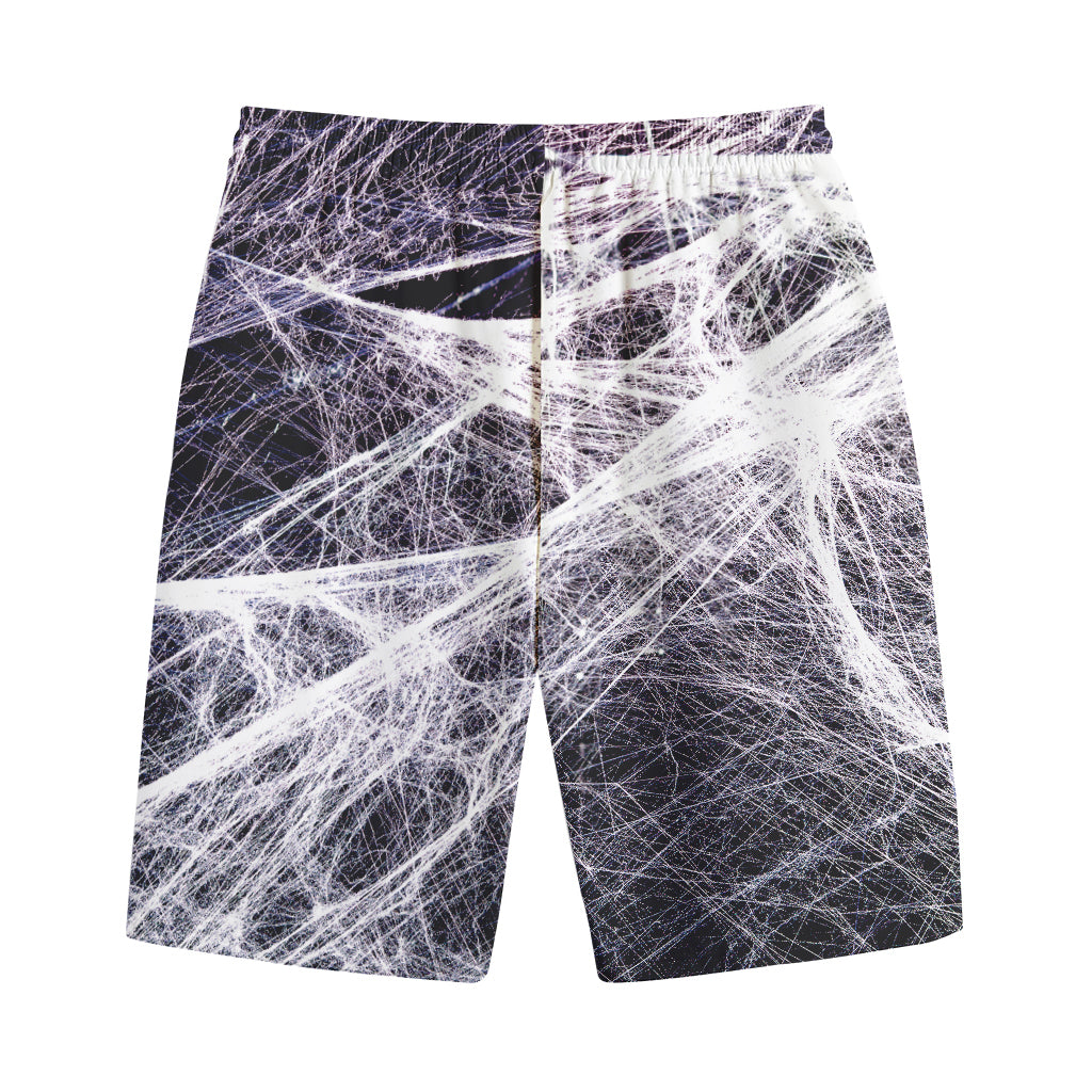 Horror Cobweb Print Cotton Shorts