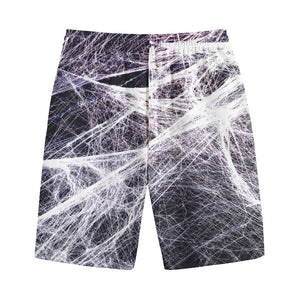 Horror Cobweb Print Cotton Shorts