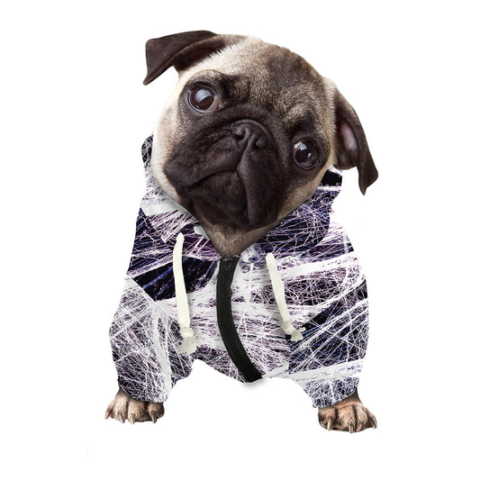 Horror Cobweb Print Dog Zip Up Hoodie