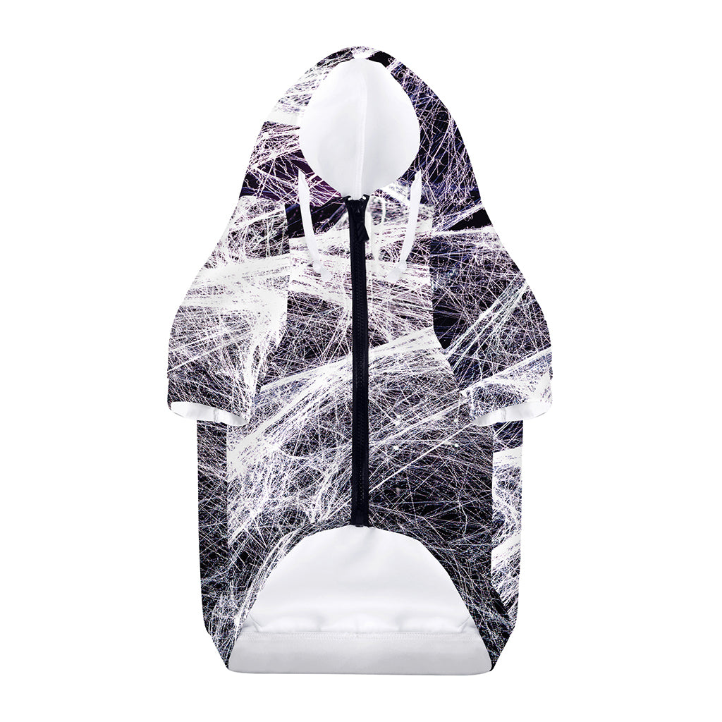 Horror Cobweb Print Dog Zip Up Hoodie