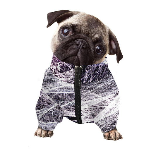 Horror Cobweb Print Dog Zip Up Jacket