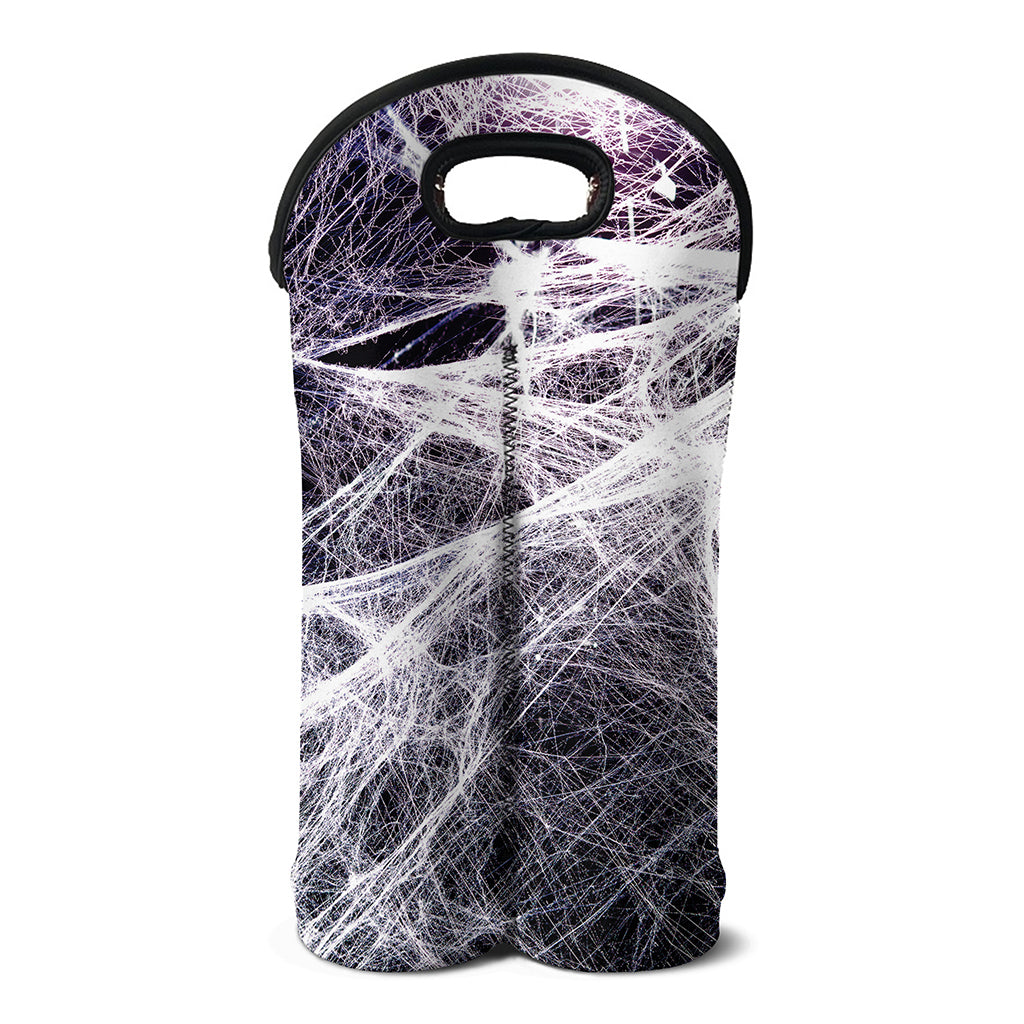 Horror Cobweb Print Double Neoprene Wine Tote
