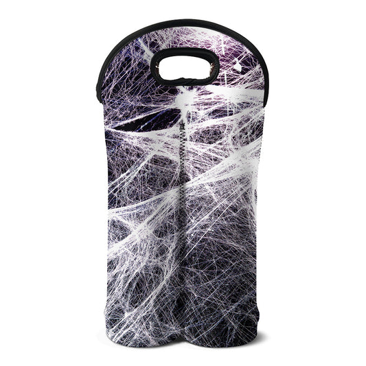 Horror Cobweb Print Double Neoprene Wine Tote
