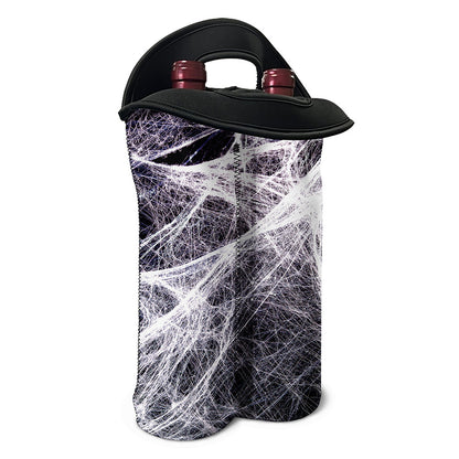 Horror Cobweb Print Double Neoprene Wine Tote