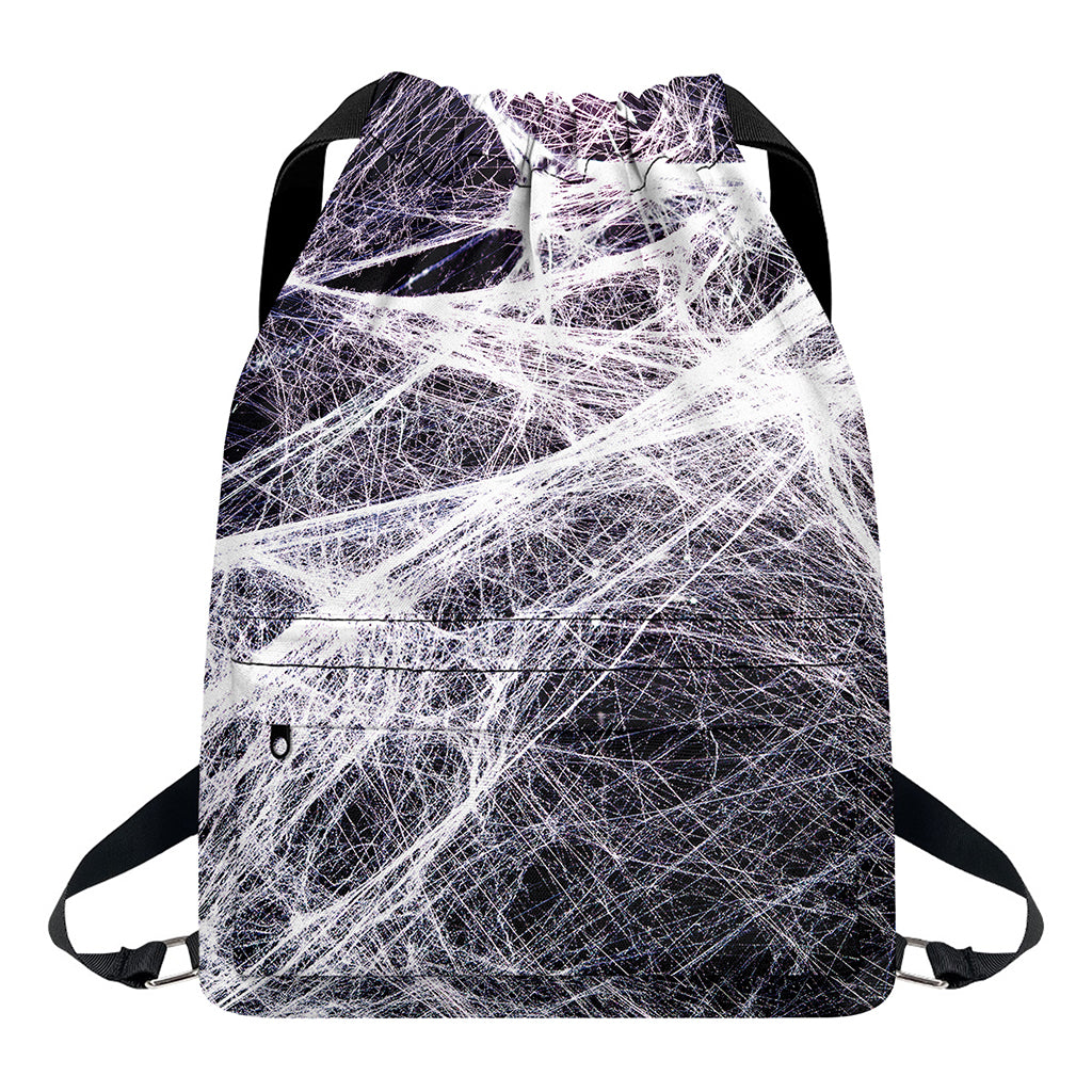 Horror Cobweb Print Drawstring Backpack