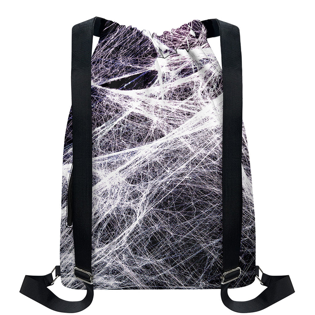 Horror Cobweb Print Drawstring Backpack