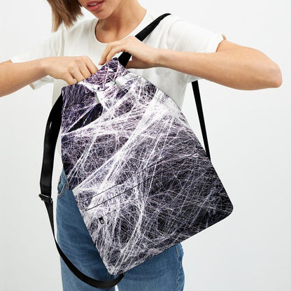 Horror Cobweb Print Drawstring Backpack