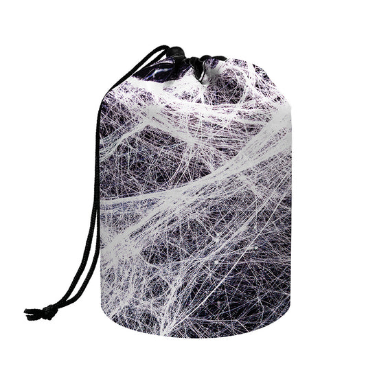 Horror Cobweb Print Drawstring Makeup Bag