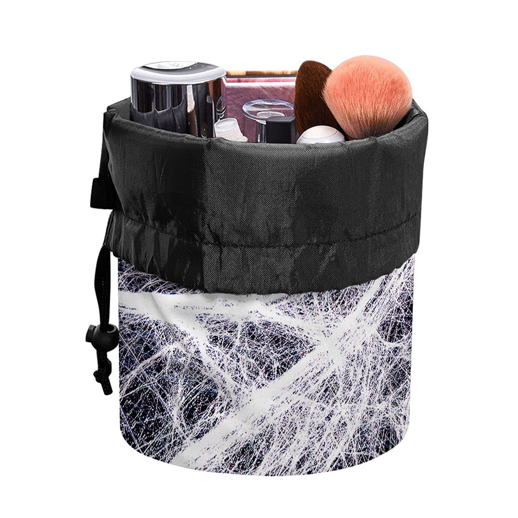 Horror Cobweb Print Drawstring Makeup Bag